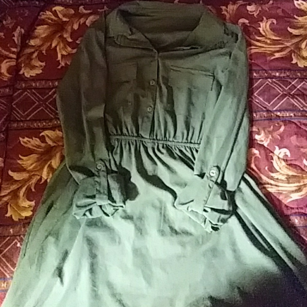 Green dress.